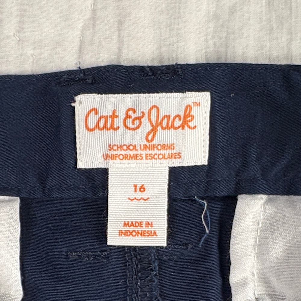 Cat & Jack Boys Navy Blue School Uniform‎ Chino Shorts Size 16 Adjustable Waist - Picture 2 of 9